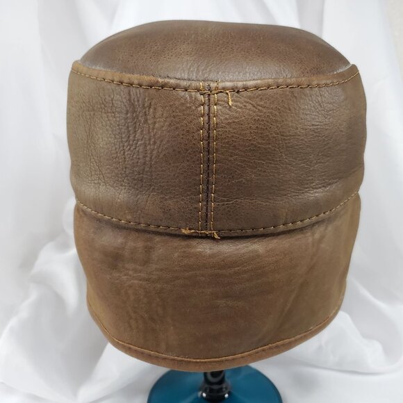 Ricardo BH Brown Leather Aviator Hat With Faux Fur Lining Elmer Fudd Ear flaps - Picture 15 of 16